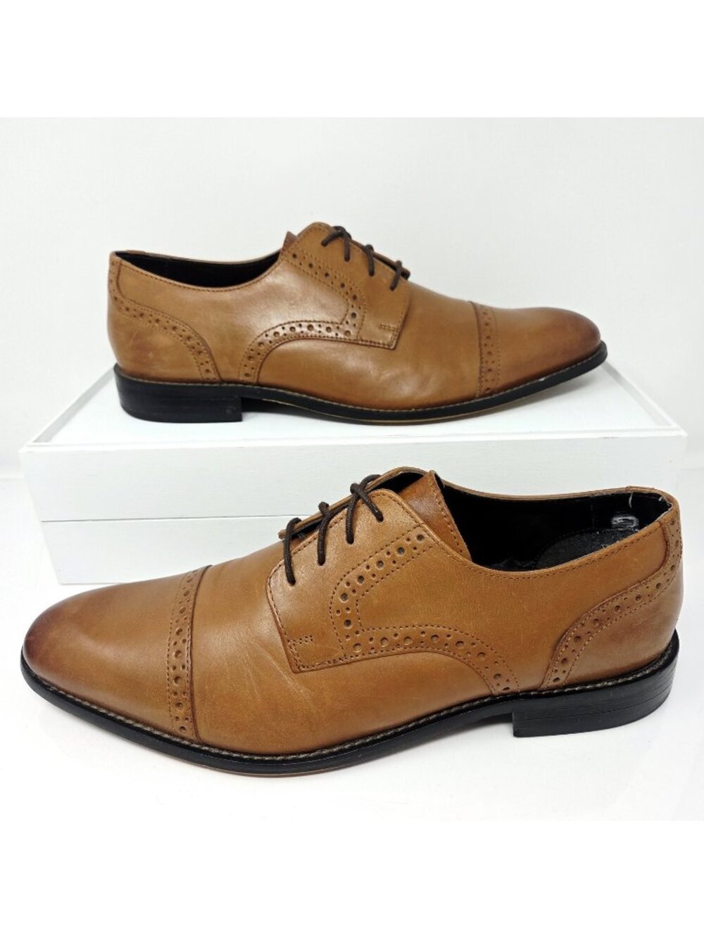 Stacy Adams Prescott Cap Toe Oxford Brown Leather Men’s 11.5 M Dress Shoes 24858